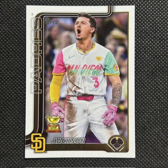 2025 Topps Series 1 Jackson Merrill #125 - San Diego Padres RC Rookie Gold Cup - Picture 1 of 2
